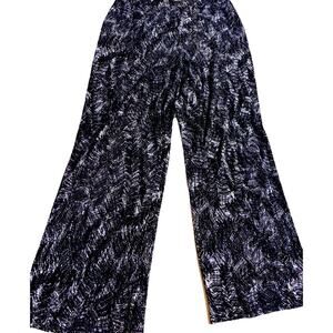 Chicos Wide Leg Palazzo Pants Zig Zag Print Pleated Pockets Soft Elastic M